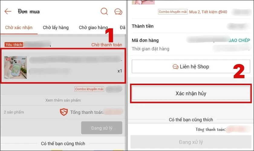 Cách hủy đơn hàng trên shopee khi đang chờ xác nhận