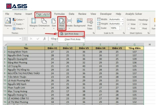 cách in 1 mặt excel 11