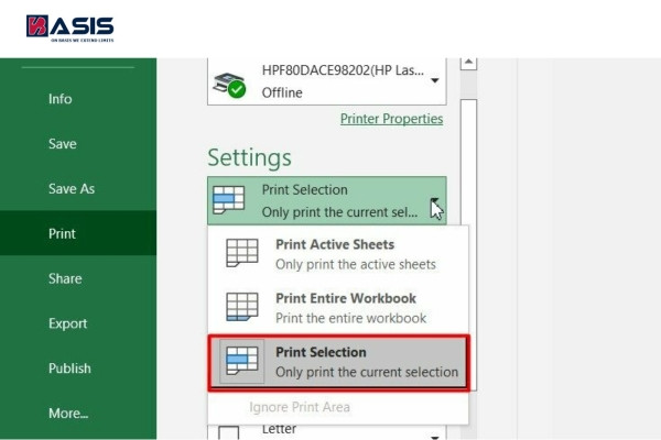 cách in 1 mặt excel 12