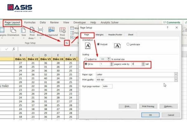 cách in 1 mặt excel 8