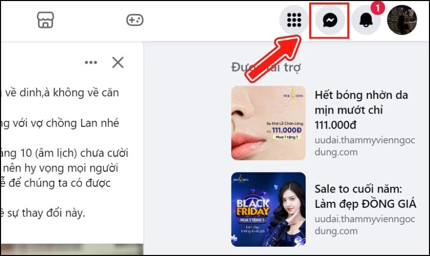 Chọn vào biểu tượng Messenger