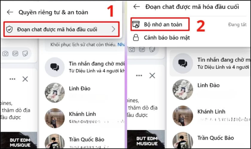 Chọn Đoạn chat được mã hóa đầu cuối