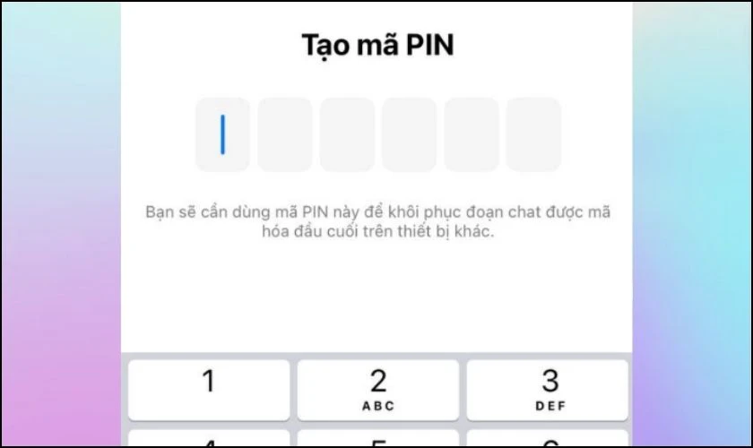 Chọn mã PIN hoặc mã gồm 40 ký tự