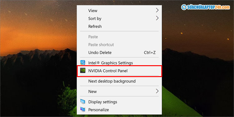 Cài đặt card Nvidia trong menu chuột phải