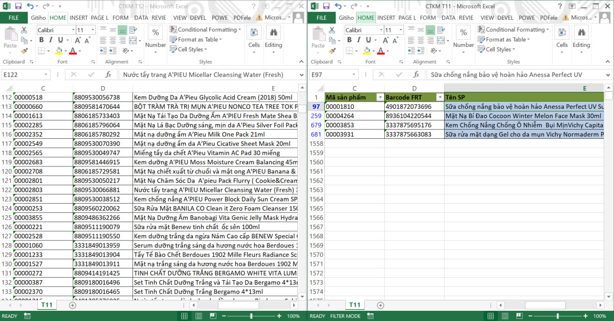 Dùng Taskbar để chia đôi màn hình 2 file Excel 1