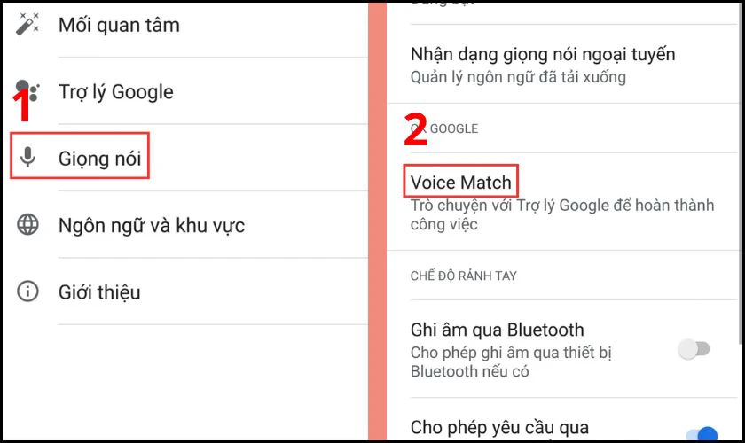 Chọn Voice Match