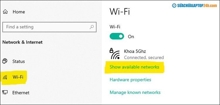 Chọn Show Available networks