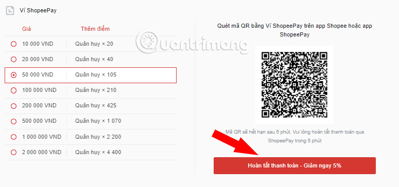 Cách nạp Liên Quân qua Shopee Pay