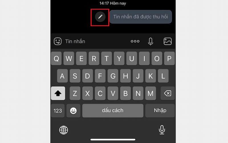 Nhấn vào biểu tượng bút chì để sửa tin nhắn đã gửi trên Zalo