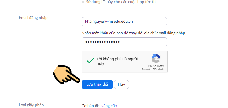 Nhập địa chỉ email do cơ sở giáo dục cấp