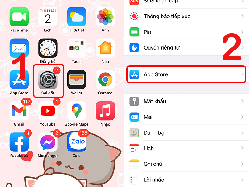 Vào Cài đặt và chọn App Store