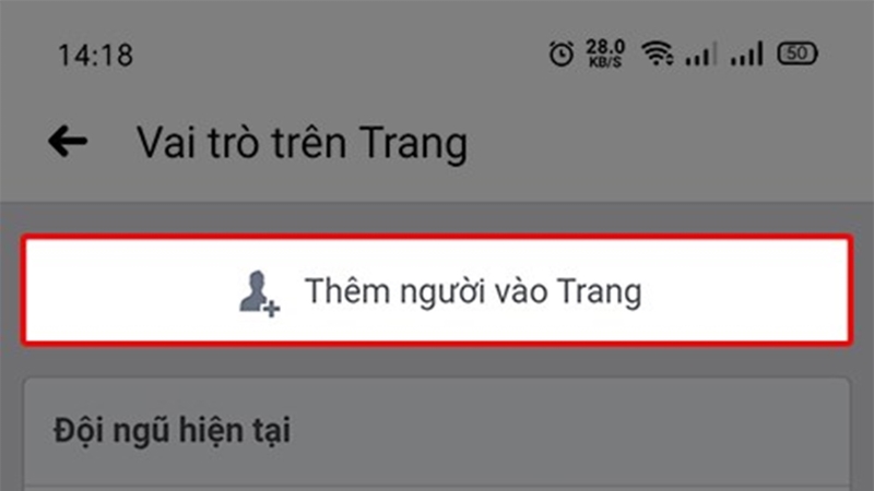 Thêm người vào trang trong phần vai trò