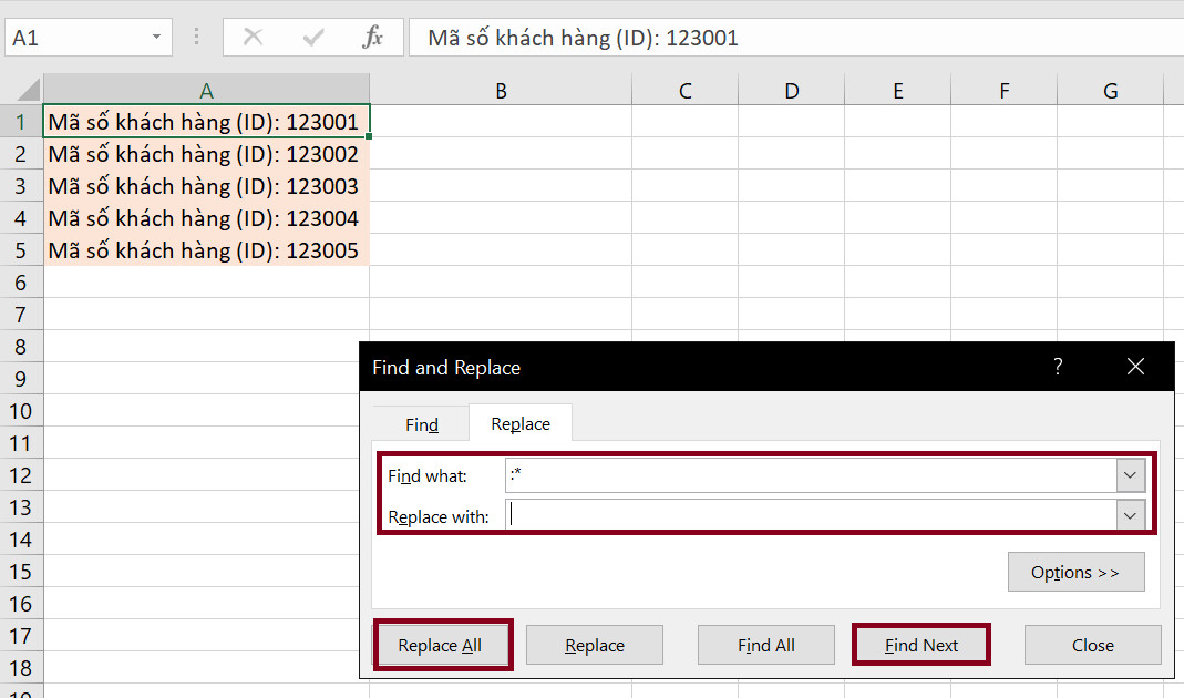 Cách xóa số ký tự không cố định trong Excel