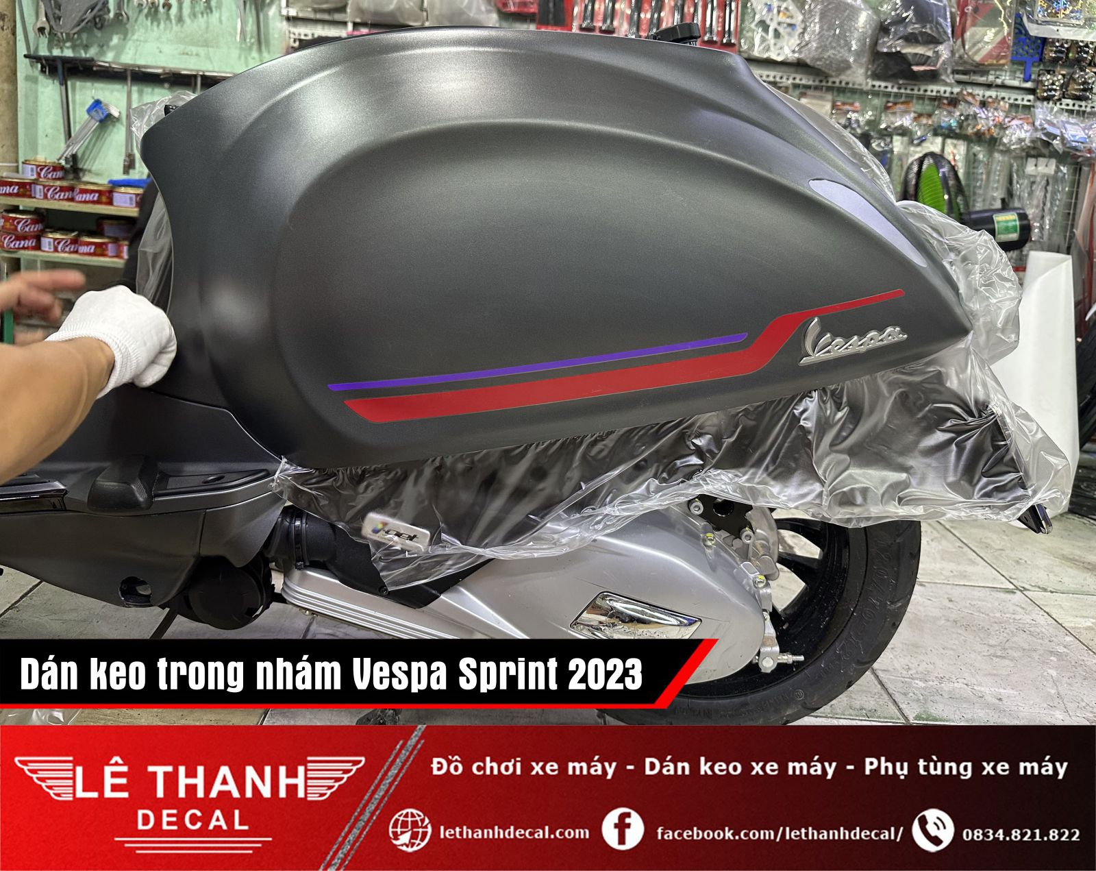 ​ Dán keo trong nhám cho xe Vespa Sprint 2023 Click and drag to move ​