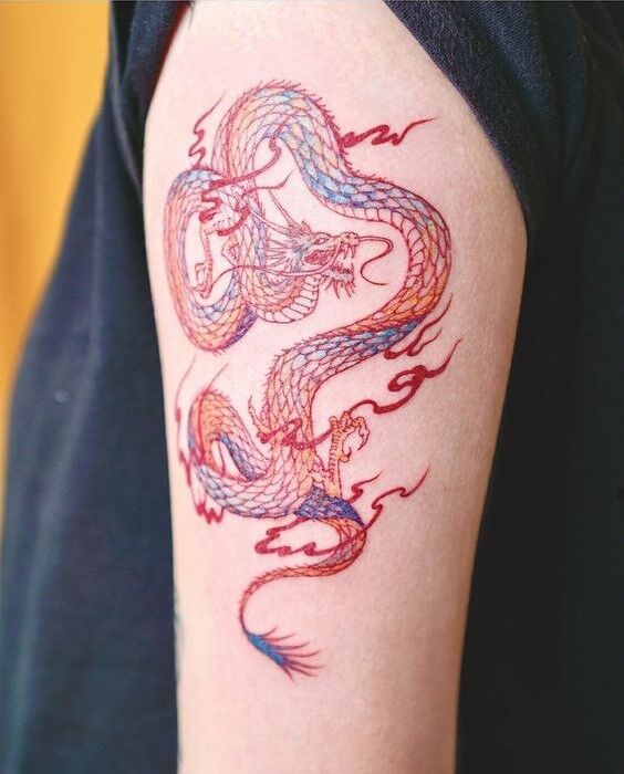 tattoo hoạt hình chi tiết rồng cực cuốn