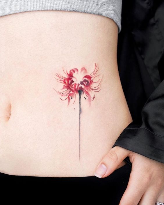 tattoo mini hoa bỉ ngạn đỏ xinh