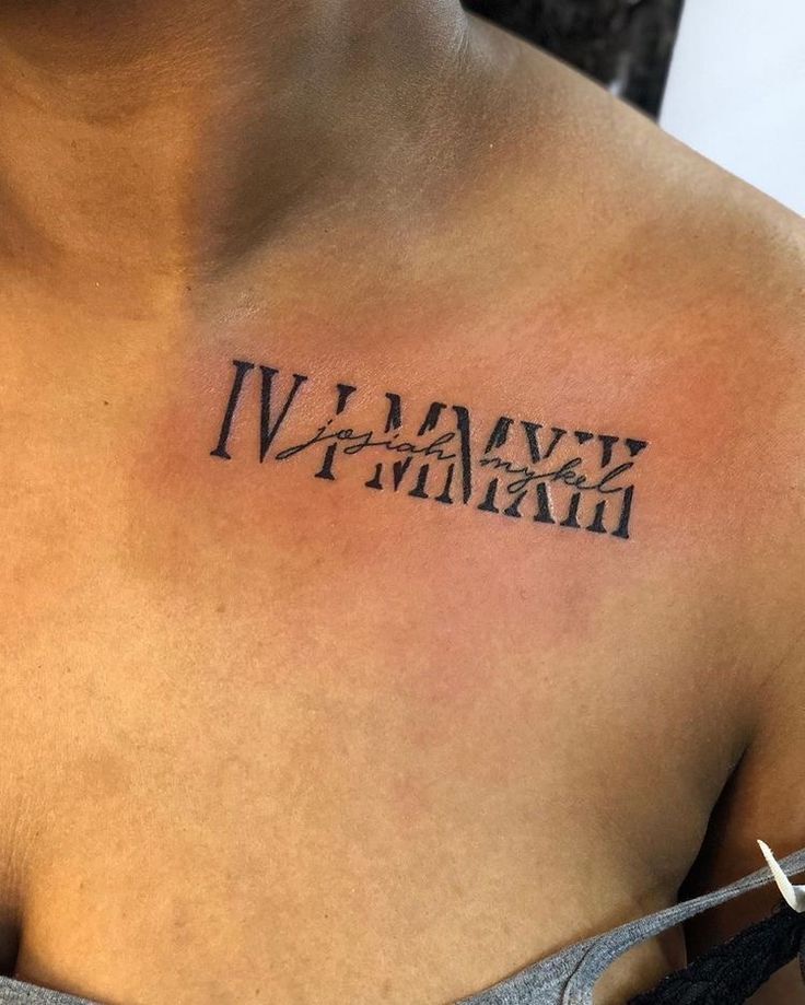 tattoo vai chị khách mẫu dãy chữ số la mã