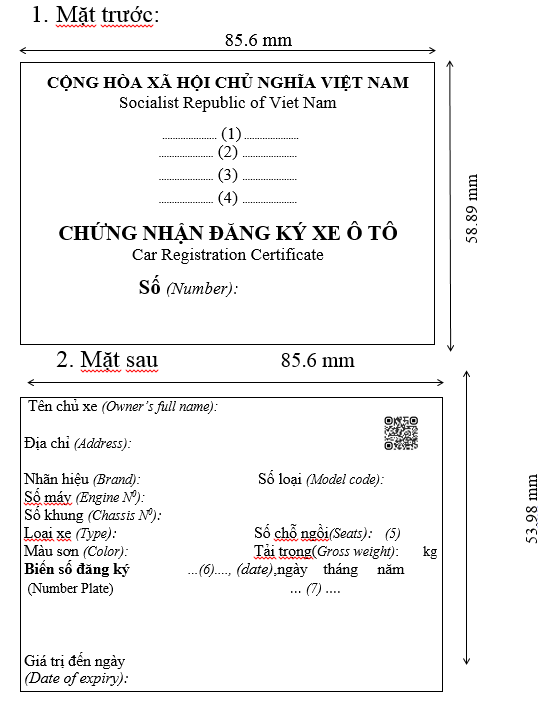 Những mẫu giấy chứng nhận đăng ký xe/cà vẹt xe mới nhất 2023