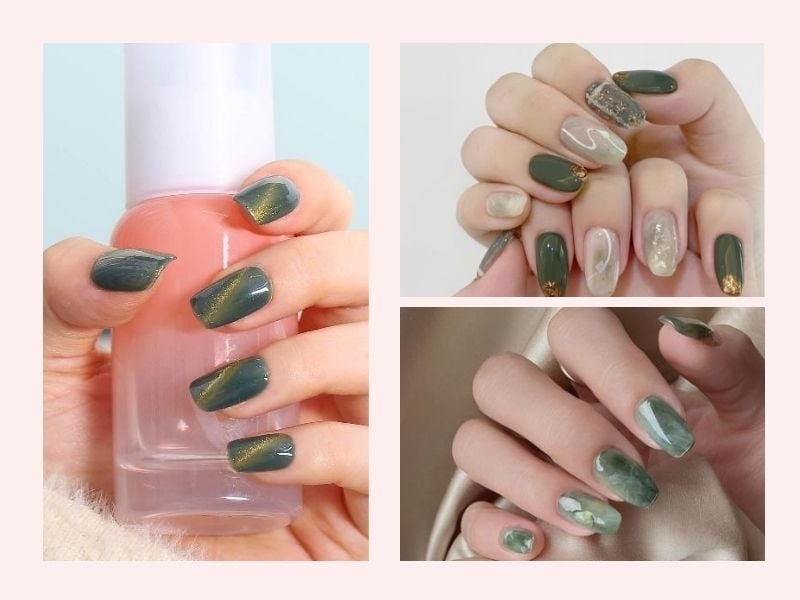 Mẫu nail mắt mèo xanh ngọc bích