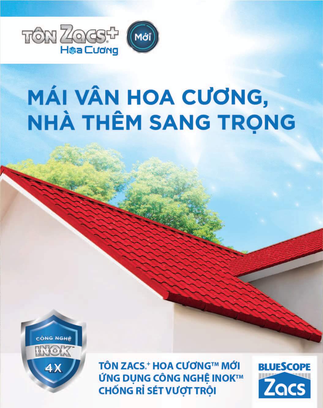 Tôn Zacs hoa cương công nghệ INOK, sản phẩm của thương hiệu BlueScope Zacs