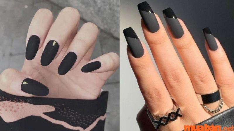 Mẫu nail đen nhám cho da ngăm 