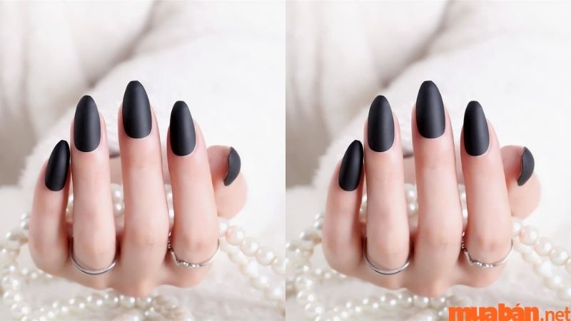 Mẫu nail nhám màu đen