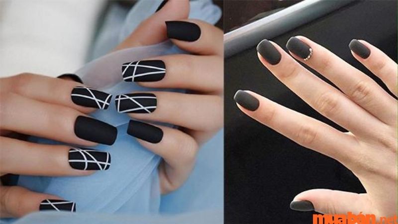 Mẫu nail nhám màu đen