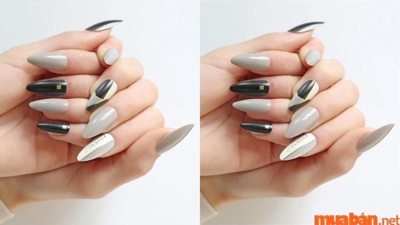 Mẫu nail đen xám đơn giản 