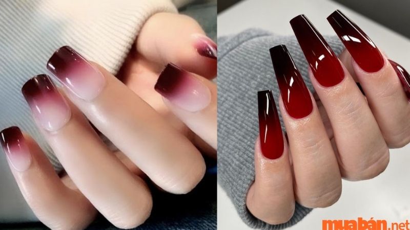 Mẫu nail màu đen đỏ sang chảnh