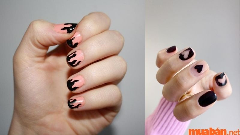 Nail phối đen hồng