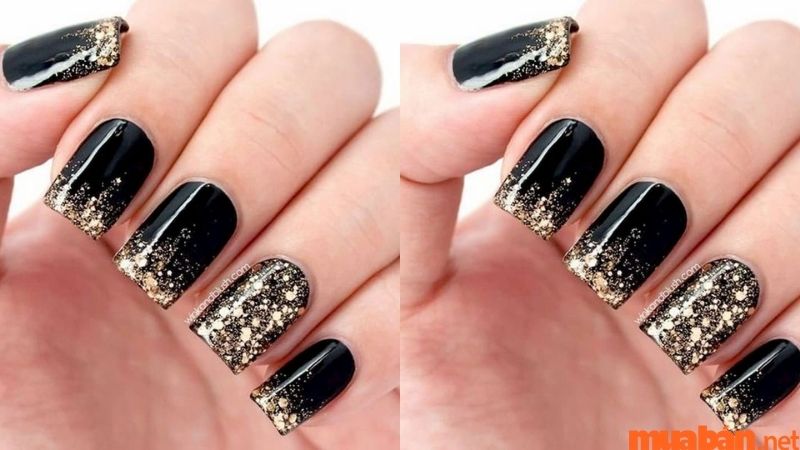 Mẫu nail đính nhũ