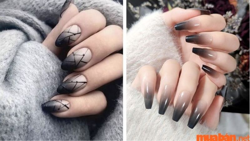 Nail đen ombre