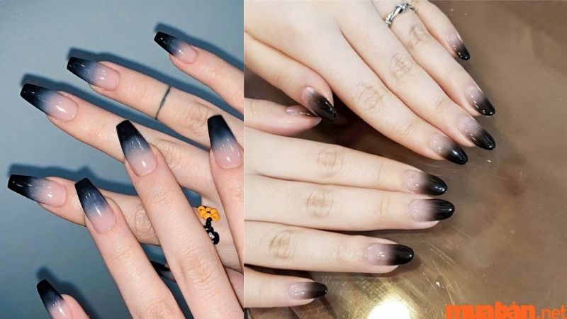 Nail đen ombre