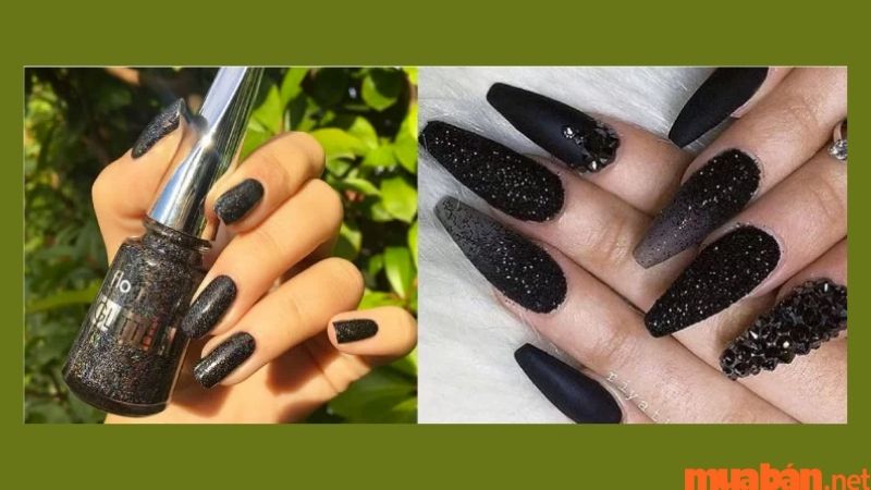 Mẫu nail đính kim tuyến sang chảnh