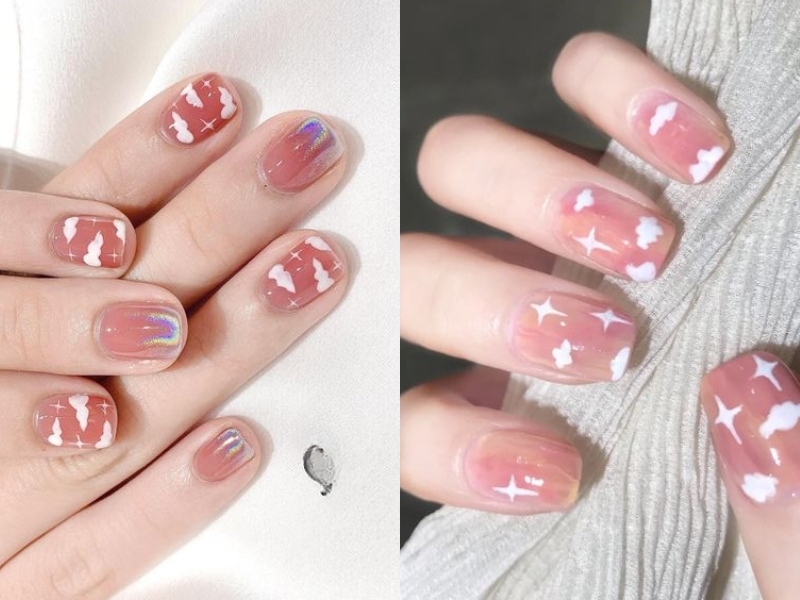 Mẫu nail vẽ họa tiết bầu trời