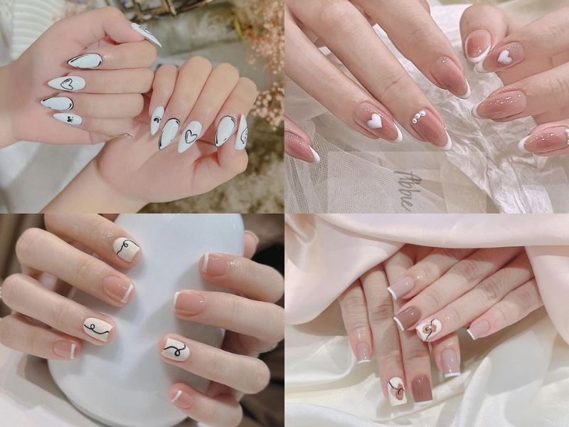 Vẽ nail đơn giản họa tiết kẻ viền