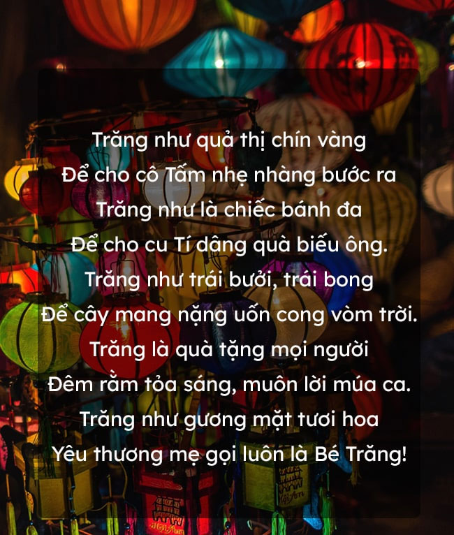 Thơ Trung thu ngắn cho trẻ mầm non