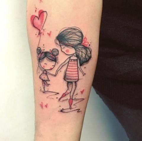 mẫu tattoo mẹ và con gái đáng yêu