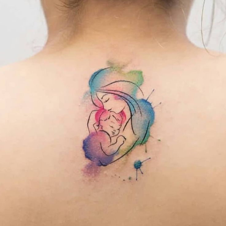 nghệ thuật loang màu với tattoo mẹ và bé