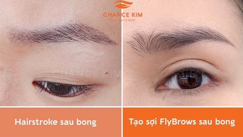 Chân mày Hairstroke sau khi bong bị loang và đứt sợi, phái đẹp khi gặp tình trạng này sẽ phải đi xóa để làm lại