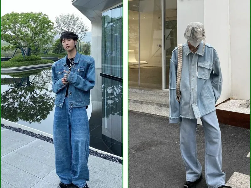 Phối đồ với quần ống rộng nam - Áo sơ mi denim