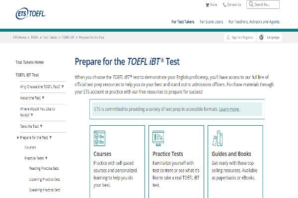 Trang web thi thử TOEFL TOEFL iBT Sampler