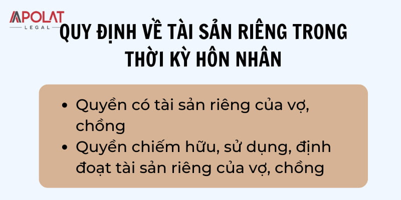 quy định về tài sản riêng trong thời kỳ hôn nhân