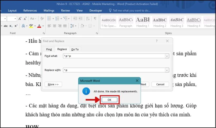 xóa khoảng trống giữa các dòng trong word