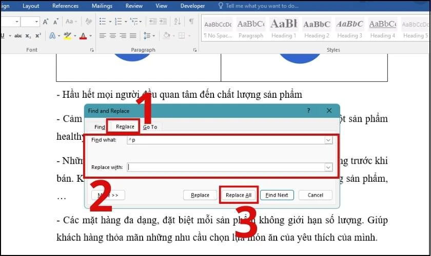 xóa toàn bộ khoảng trống giữa các dòng