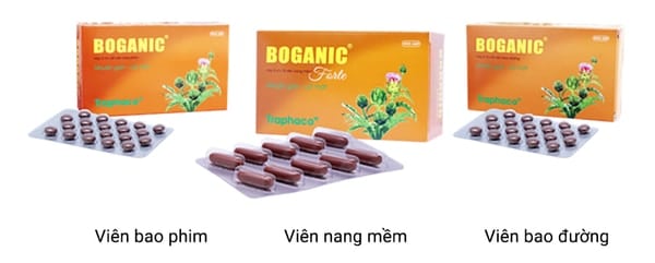 Thuốc Boganic có nhiều dạng bào chế viên bao phim, viên nang mềm