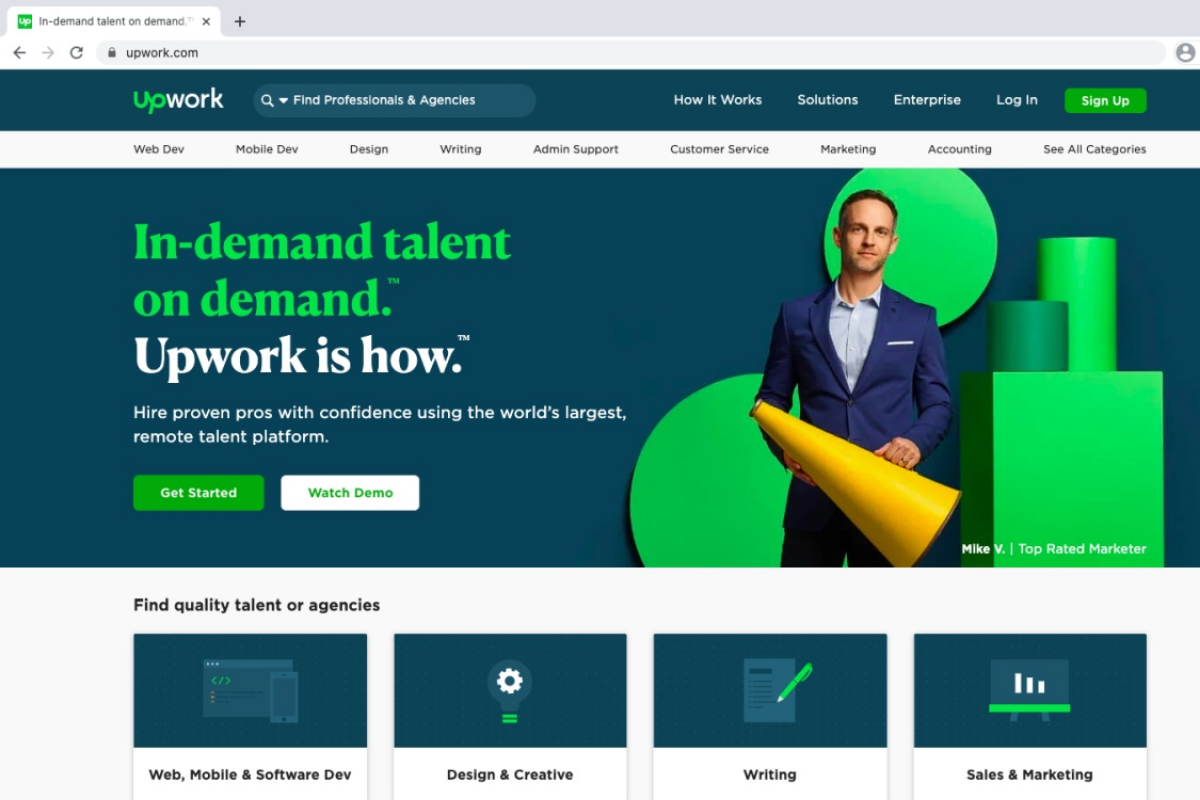 Upwork - freelance website được nhiều người biết đến tại Việt Nam