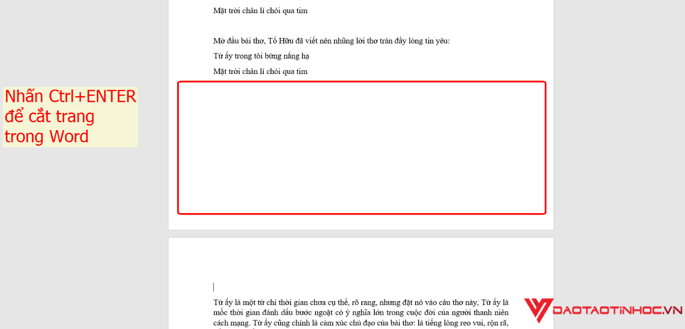 cách cắt trang trong word