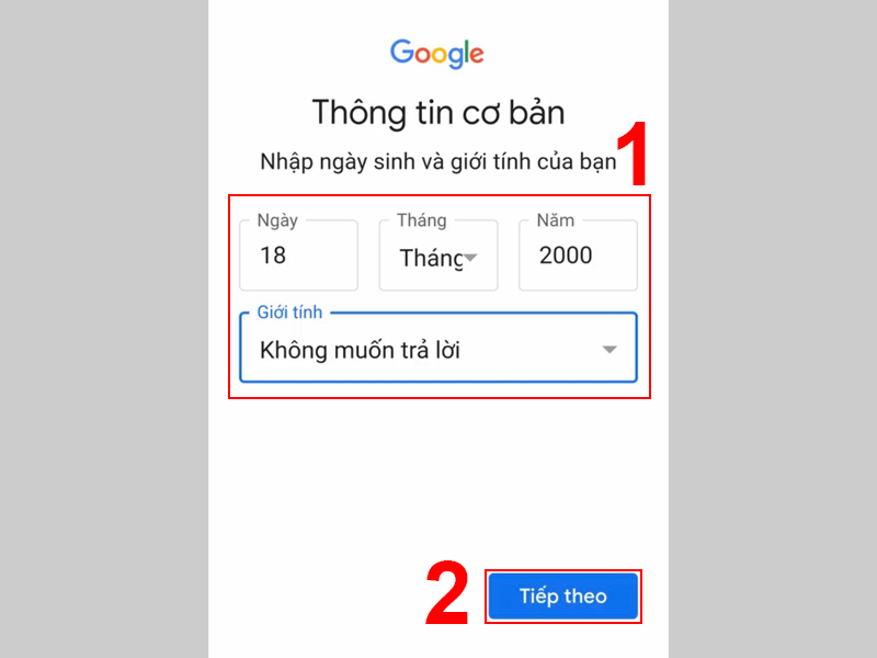 Cách tạo Email đối với hệ điều hành Android bước 3