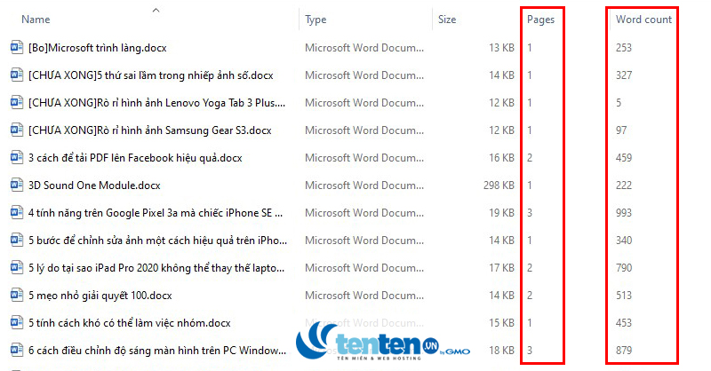 Mẹo đếm số trang, số từ mà không cần mở file Word